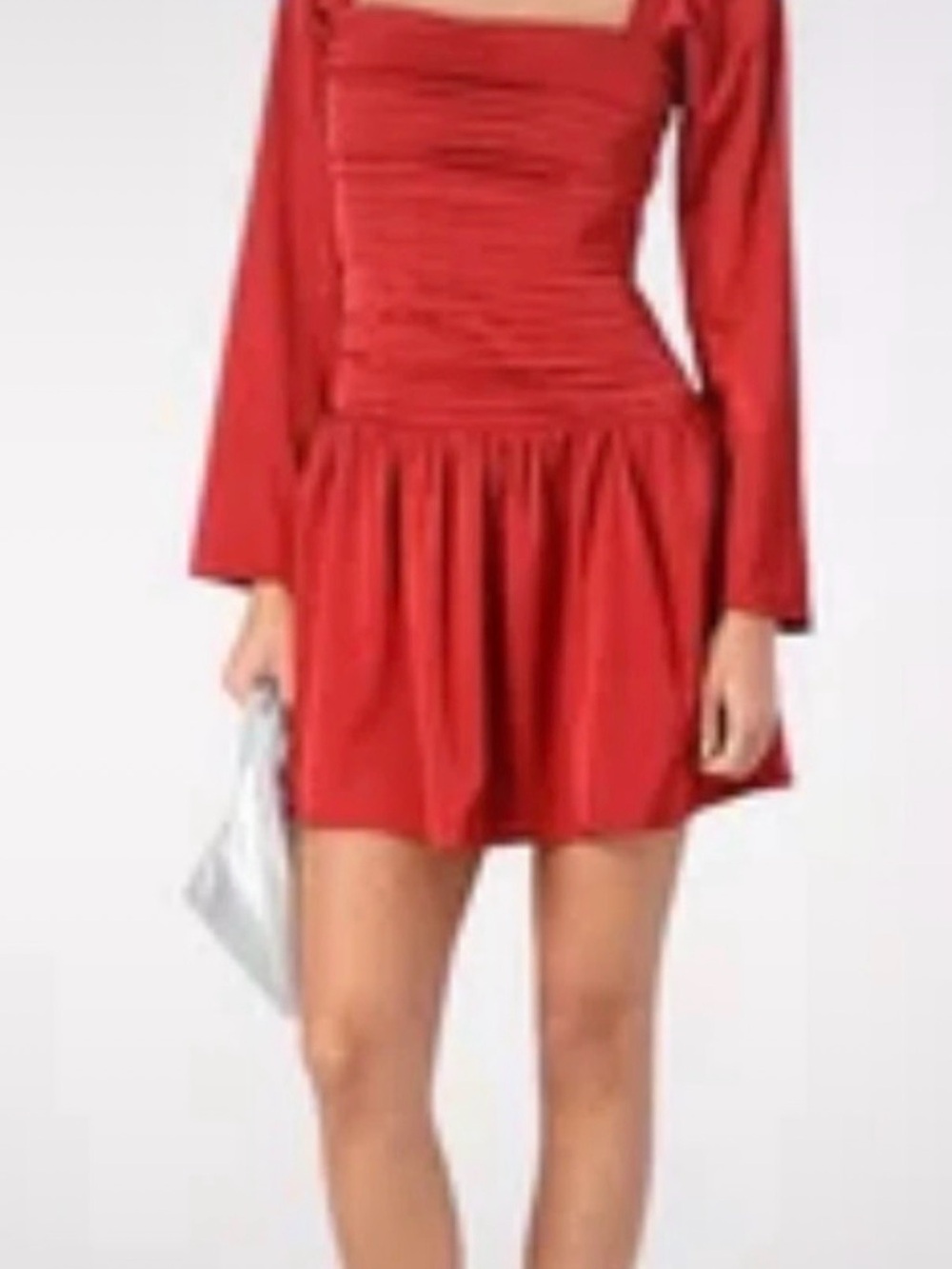 Abercrombie & Fitch Emerson Drop-Waist Satin Mini Dress Poplin Sleeve Small S